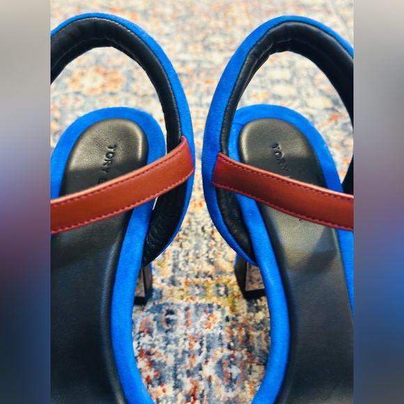 Tory Burch Colour-Block Panel Design 100mm Sandals in Blue in 7 - Picture 4 of 13